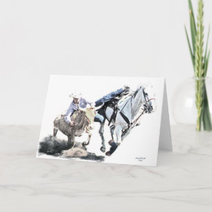 Cartão steer wrestler greeting card