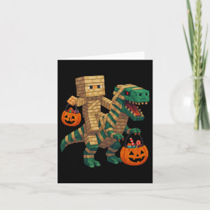 Cartão Steve Riding Mummy Dinosaur T Rex Halloween Engraç
