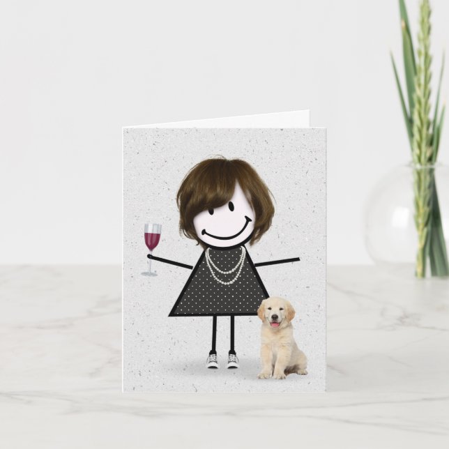 Cartão Stick Figure Girl Note Card (Frente)