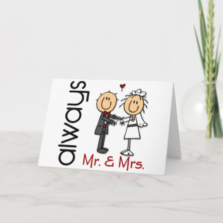 Cartão Stick Figure Wedding Casal & Sra. Always
