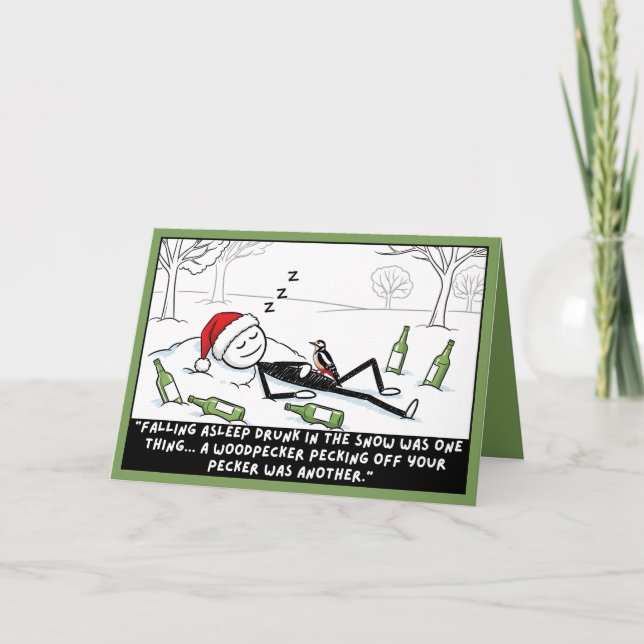 Cartão Stickman de Natal Engraçado (Frente)