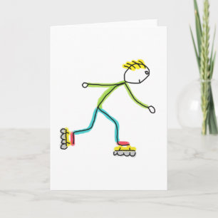 Cartão Stickman de Patinação Inline
