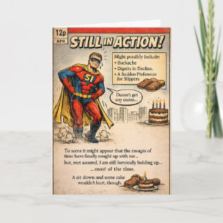 Cartão Still in Action Hero - Comic Book Birthday