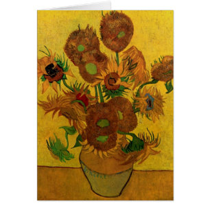 Cartão Still Life Vase w 15 Sunflowers Vincent van Gogh
