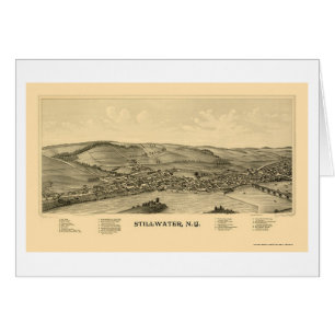 Cartão Stillwater, mapa panorâmico de NY - 1889
