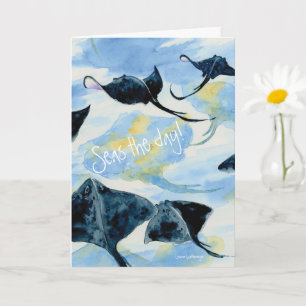 Cartão Stingray Watercolor Ballet Folded Greeting Card