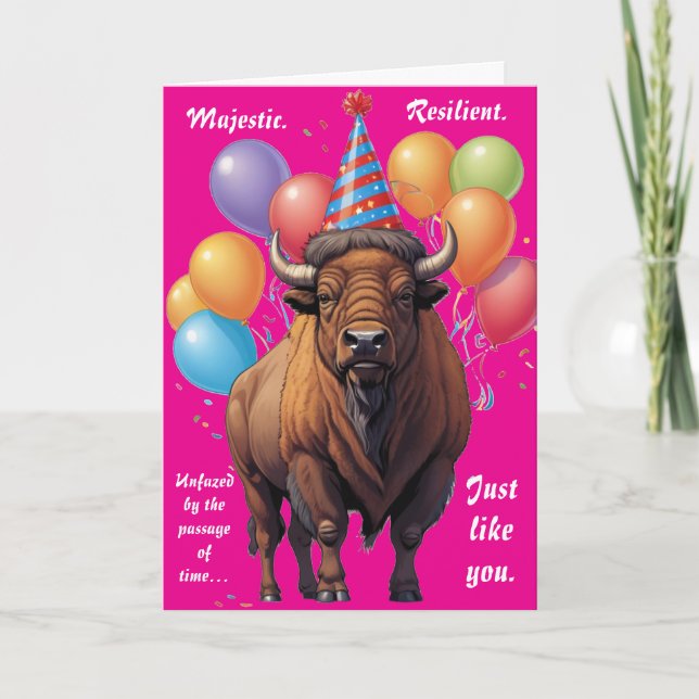 Cartão Stoic Bison Birthday Wisdom (Frente)