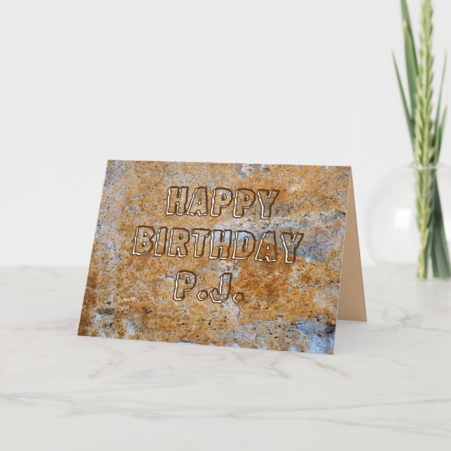 Cartão Stone Age Happy Birthday P.J. (Frente)