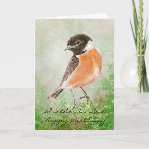 Cartão Stonechat Bird Happy Birthday Brother-in-Law