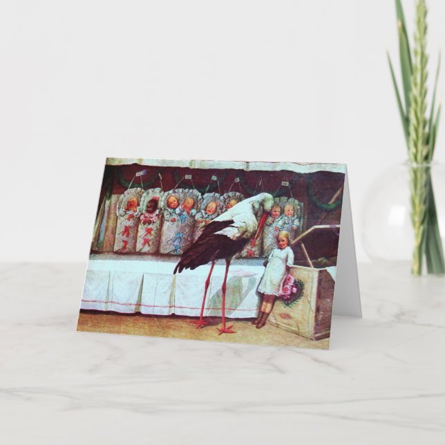 Cartão STORK CHÁ DE FRALDAS Novos Bebês Neutro (Frente)