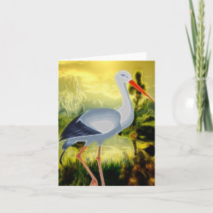 Cartão Stork Folk Art BLANK Stationary