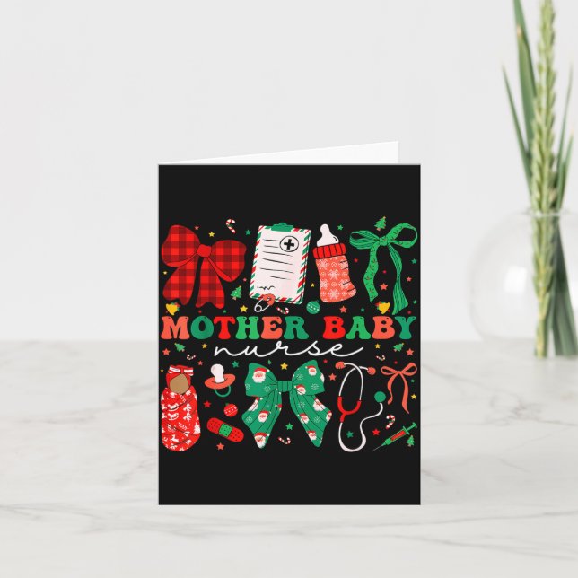 Cartão Stpartum Xmas Coquette Mother Baby Nurse Christmas (Frente)