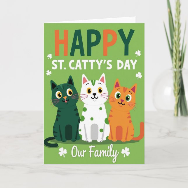 Cartão Striped Cat Family Card (Frente)