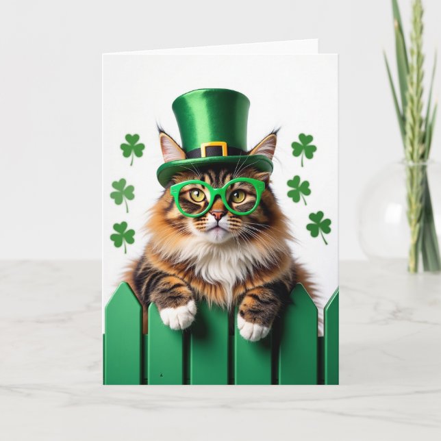 Cartão Striped Cat St Patricks Day Card (Frente)