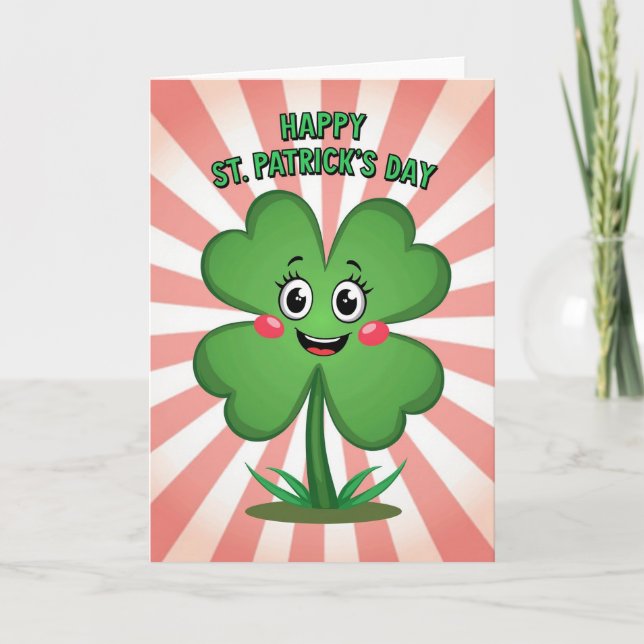 Cartão Striped Clover Happy Day Card (Frente)