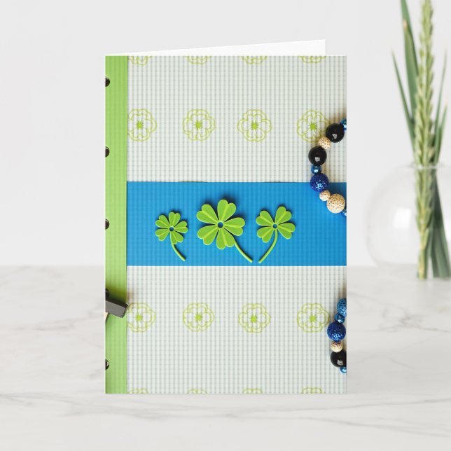 Cartão Striped Shamrock Pattern Card (Frente)