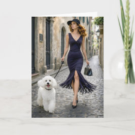 Cartão Strolling Italy, Poodle Blank Card