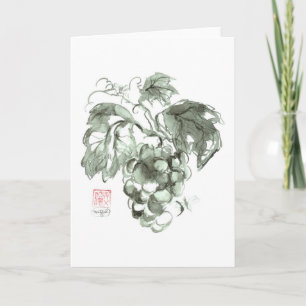 Cartão Study of grapes, Sumi-e ink painting