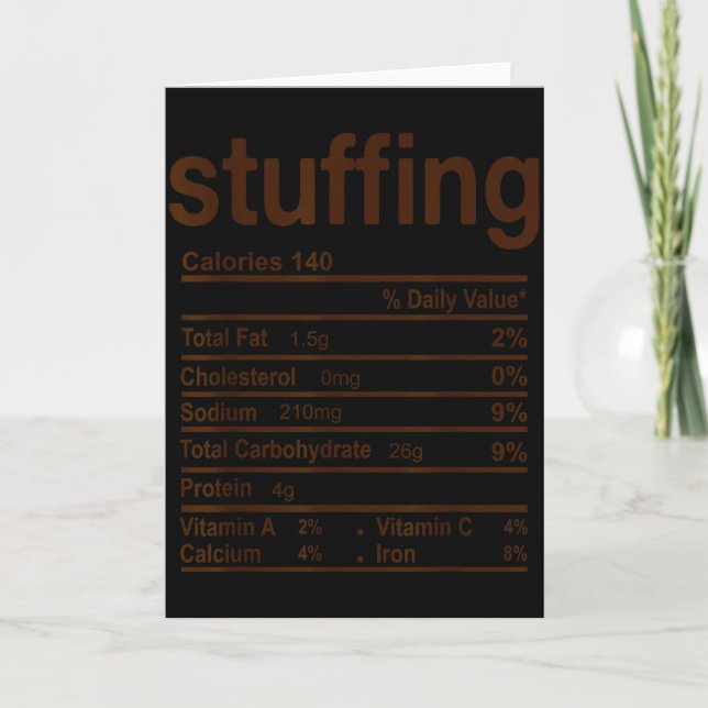Cartão Stuffing Nutrition Facts Funny Thanksgiving Food C (Frente)
