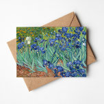 Cartão Subidas | Vincent Van Gogh<br><div class="desc">Irrises (1889) do artista poste-impressionista holandês Vincent Van Gogh. A pintura paisagística original é um óleo na canvas mostrando um jardim de flores floridas da íris. Use as ferramentas de design para adicionar texto personalizado ou personalizar a imagem.</div>