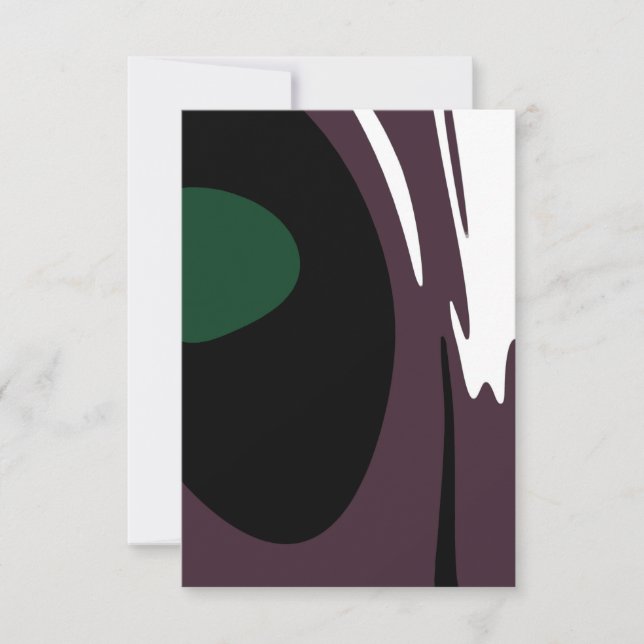 Cartão Submersão: Abstrato preto, branco, roxo e verde (Frente)