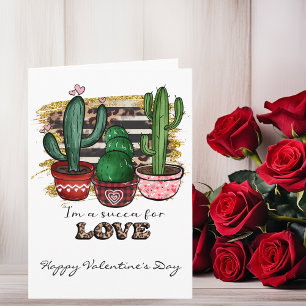 Cartão Succa por Love Cactus Succult Dia de os namorados