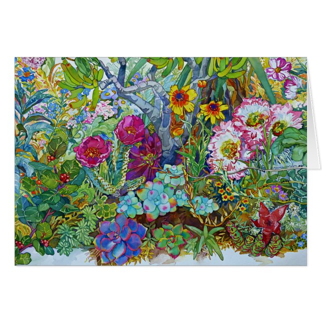 Cartão "Succulents & cactos " (Frente Horizontal)