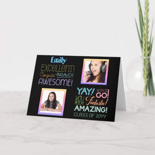 Cartão Sucesso no Exame COLAGEM DE FOTOS Parabéns (Frente)