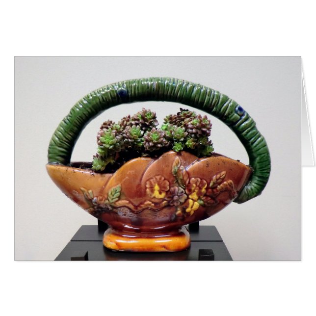 Cartão Suculente no cesto por Designs suculentos (Frente Horizontal)