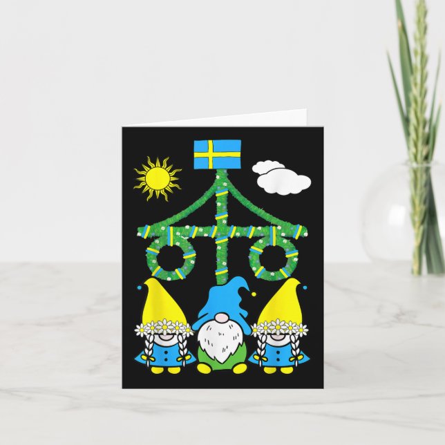 Cartão Suecia MidSummer Solstile Maypole Midsommar (Frente)