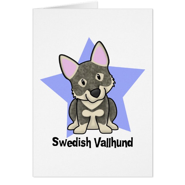 Cartão Sueco Vallhund da estrela de Kawaii (Frente)