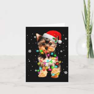Cartão Suéter de Natal de Árvore de Cachorros Yorkie Anim
