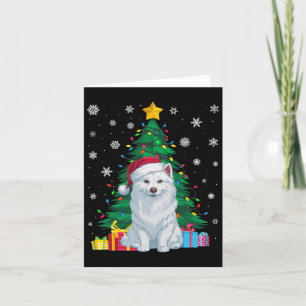 Cartão Suéter Feio Árvore Xmas Luzes Cão Eskimo Americano