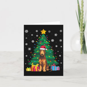 Cartão Suéter Feio Árvore Xmas Luzes de Lobo Irlandês