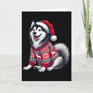 Cartão Suéter Feio de Cachorro Husky Siberiano Chapéu de 