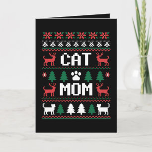 Cartão Suéter Feio de Natal da Mamãe de Gato Pata Rena Xm