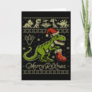 Cartão Suéter Feio de Natal de Dinossauro - Natal Diverti