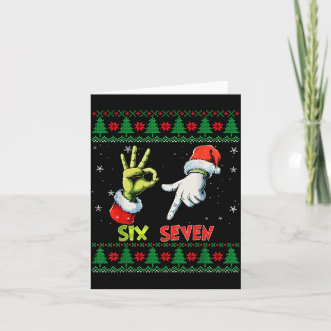 Cartão Suéter Feio de Natal do Meme do Esqueleto Seis Set (Frente)