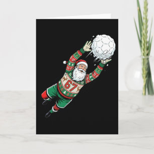 Cartão Suéter Feio de Natal Goleiro de Futebol Santa 67 N