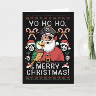 Cartão Suéter Feio de Natal Yo Ho Ho Diversão Merry Xmas
