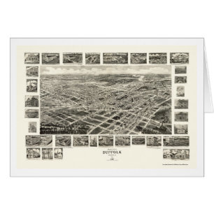 Cartão Suffolk, mapa panorâmico do VA - 1907