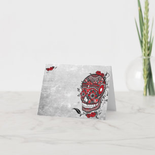 Cartão Sugar Skull Balck and Red Note Card