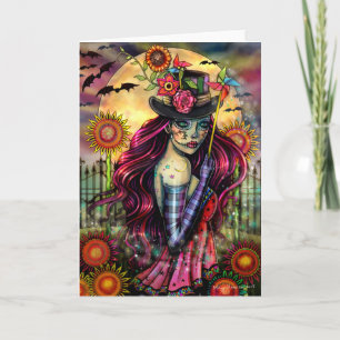 Cartão Sugar Skull Girl Halloween Fantasy Art Vazio