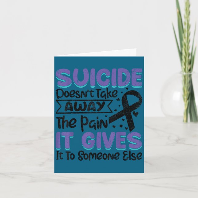 Cartão Suicide Prevention Awareness Teal &amp; Purple Rib (Frente)