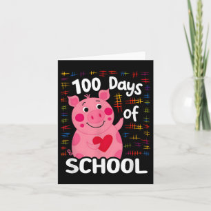 Cartão Suíno Rosa Bonito Com Coração 100 Dias De Escola 1