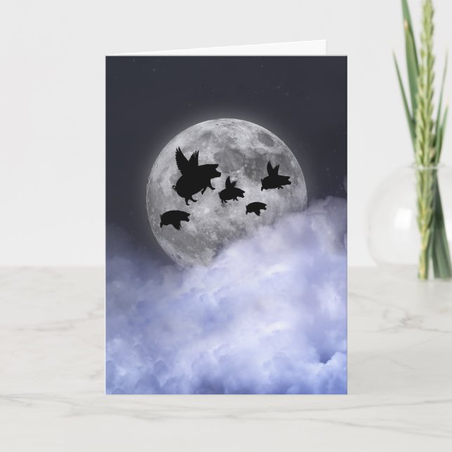 Cartão Suínos voadores nocturnos (Frente)