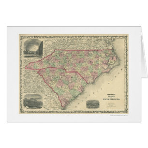 Cartão Sul & mapa 1861 de North Carolina