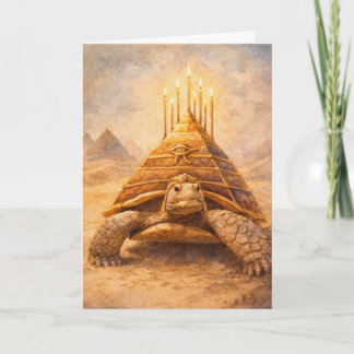 Cartão Sulcata Tortoise Egyptian pyramid birthday cake