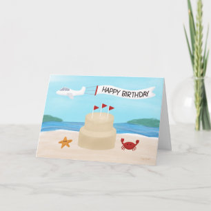 Cartão Summer Birthday Beach Sand Castle