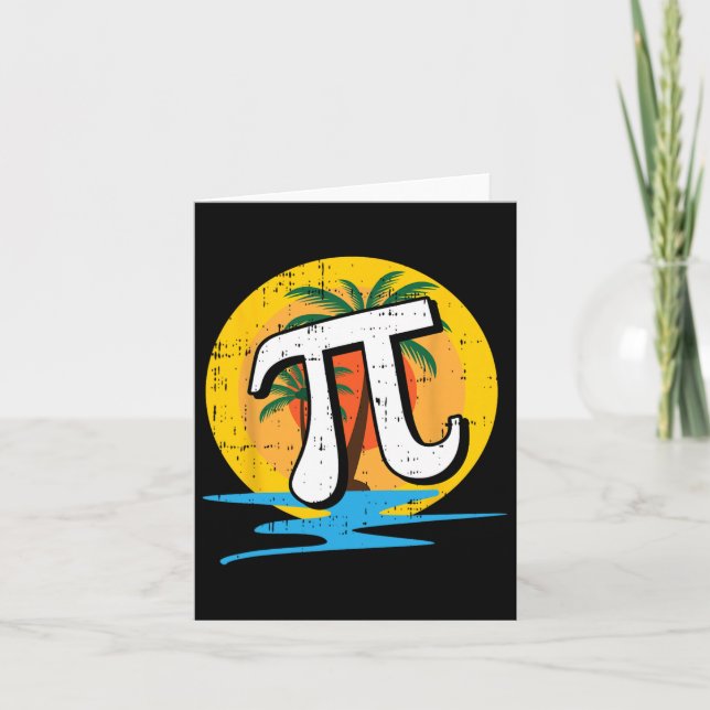 Cartão Summer Pi Day Retro Beach Math Símbolos Professor  (Frente)